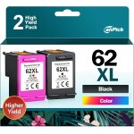 Lot de 250 cartouches d'encre de rechange pour hp 62xl hp62 xl noir couleur hp 62 noir et couleur pour ...