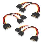 Lot de 3 adaptateurs d'alimentation sata mle vers 2 x sata femelle y cble rpartiteur sata pour disque ...