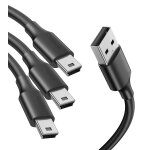 Lot 3 c�bles adaptateur noir usb 2. 0 m�le vers m�le mini b - 1m, connecteur 5 pin pour gopro 4, manette ...