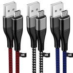 Lot de 3 cbles micro usb de 3 m, longs cbles de charge android, cble de charge micro usb en nylon ...