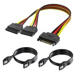 Lot de 3 cble sata iii 6gb / s, cbles sata ssd avec connecteurs droits + adaptateur dalimentation ...