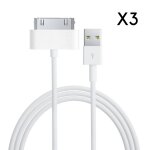 Lot 3 cables usb chargeur blanc pour apple iphone 4 / 4s / 3g / 3gs [phonillico]