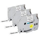 Lot de 3 rubans encreurs brother tze - 231 p touch pour brother p - touch 12 mm tz tze tape blanc lamin� ...