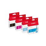 Lot 4 cartouches d'encres canon - cyan cli - 8pc cli - 8c - noir cli - 8bk - magenta cli - 8m Lot 4 cartouches d'encres canon - cyan cli - 8pc cli - 8c - noir cli - 8bk - magenta cli - 8m