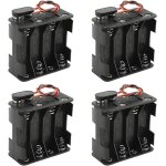 Lot de 4 supports de piles aa de 1, 5 v avec connecteurs  encliquetage standard et botier en plastique ...