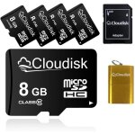 Lot de 5 cartes micro sd avec adaptateur sd, idal pour stockage lger, musique, photos, mp3, gps ou ...