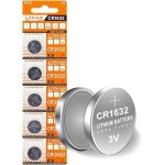 Lot de 5 piles bouton cr1632 3 v cr1632 au lithium lm1632 br1632 ecr1632 cr 1632 pour t�l�commande de ...