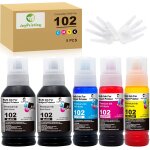 Lot de 5 recharges d'encre de rechange pour flacon d'encre epson 102 compatible avec epson ecotank et2750 ...