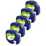 Lot de 5 rubans blanc compatible dymo letratag - etiquette papier 91200 12mm x 4m phonillico�