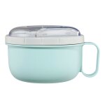 Lunch box, avec fourchette et cuillre, ronde, 1 100 ml, bleu pastel