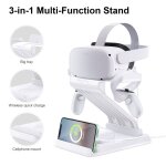 Lunettes vr station de charge de type c, support d'affichage double sortie usb 2. 0 pour quest 2 / htc ...