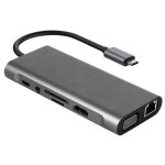 Adaptateur usb - c 11 - en - 1 lusoris hsm - 4k, hdmi 4k, usb 3. 0, vga, lecteur de cartes tf / sd, lan ...