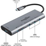 Magbac station d'accueil usb c 6 en 1 - hub multiport usb c - avec hdmi 4k, 3 usb a 3. 0 5 gbps, lecteur ...