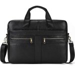 Mallette en cuir vritable pour hommes, sac  main pour ordinateur portable 15  , sac  bandoulire noir ...
