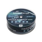 Mediarange - 25 x dvd + r dl - 8. 5 go (240 minutes) 8x - blanc - surface imprimable par jet d'encre ... Mediarange - 25 x dvd + r dl - 8. 5 go (240 minutes) 8x - blanc - surface imprimable par jet d'encre ...