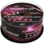 Mediarange - 50 x cd - r - 700 mo (80 min) 52x - blanc - surface imprimable par jet d'encre - spindle ...