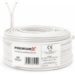 Mevronisshop - c�ble coaxial satellite twin mini 50 m - 2 x 4 mm - blanc - extra fin et double blindage ...