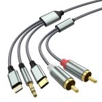 Mevronisshop - c�ble rca pour iphone, c�ble rca jack 3. 5mm m�les vers 2 rca m�les, type - c vers 2 rca ...