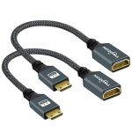 Mini adaptateurs hdmi vers hdmi mini lot de 2, hdmi mle vers hdmi femelle supporte 3d 4k 1080p carte ...