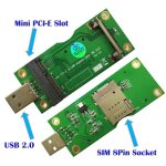 Mini carte pci - e sans fil  adaptateur usb, haute qualit, avec carte sim 8 broches pour module wwan ...
