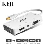 Mini dp - adaptateur audio mini dp vers hdmi, vga, dvi, 4 en 1, convertisseur de cble displayport pour ...