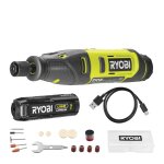 Mini - outil multifonction ryobi rrt4 - 120ga15 - 4v - 1 batterie 2. 0ah - 1 cble usb c - 15 accessoires ...