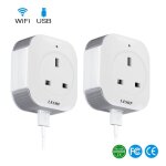 Mini prise intelligente sans fil � port unique, 2 pi�ces / ensemble, avec sortie usb (5v / 1a), commutateur ...