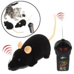 Mini souris lectronique tlcommande jouet pour chat chien noir