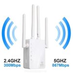 Moonmini r�p�teur wifi 1200 mbps double bande � travers le mur r�p�teur 4 antenne wifi range extender ...
