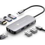Mulitport adaptateur usb c vers ethernet, 7 en 1 hub usb c vers hdmi 4k, 100w pd port de recharge, usb ...