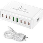 Multi chargeur usb c charge rapide 70w station de charge usb avec port de multiple pd de 20w multiprise ...