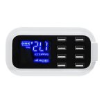 Multi - ports usb lcd chargeur rapide cran adaptateur mur de bureau rapide + blanc + us
