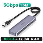 Multiplicateur de prise usb type c 3. 0, 4 ports, adaptateur pour macbook pro ipad pro samsung galaxy ...