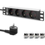 Multiprise 10 pouces 4 voies pour armoire de serveur 1u - profil en aluminium 230 vac / 16 a - pour ...