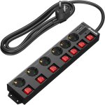 Multiprise avec 6 prises & 2 usb & 7 interrupteurs individuel, 3680w max, montage mural, scurit enfants, ...