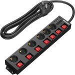 Multiprise avec 6 prises & 2 usb & 7 interrupteurs individuel, 3680w max, montage mural, scurit enfants, ...