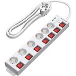Multiprise avec 6 prises & 2 usb & 7 interrupteurs individuel, 3680w max, montage mural, sécurité enfants, ... Multiprise avec 6 prises & 2 usb & 7 interrupteurs individuel, 3680w max, montage mural, sécurité enfants, ...
