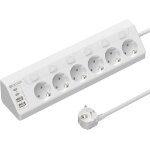 Multiprise d'angle avec 2 usb c et 2 usb a, 6 prises, commutable individuellement, 4000 w 16 a, montage ...