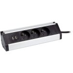 Multiprise d'angle 3 prises + 2 usb et support pour tablette - blanc / noir -