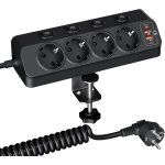 Multiprise bureau scurise - multiprise 4 prises avec interrupteur, multi prise parafoudre avec usb ...