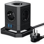 Multiprise cube usb, prise multiple 5 prises avec usb - a et usb - c (20 w pd3. 0) 4000w cube rallonge ...
