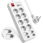 Multiprise electrique 12 prises avec usb c, rallonge multiprises electriques parafoudre et surtension ...