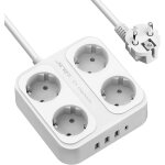 Multiprise electrique, bloc 6 prises 3680w 13a avec 4 ports chargeur (3 usb a + 1 usb c) prise multi ...