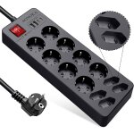 Multiprise electrique usb c 12 prises, multiprise parafoudre jusqu'a 1700 joules, 4 ports usb rallonge ...