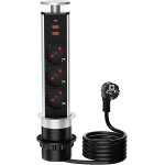 Multiprise electrique usb c, prise encastrable plan de travail 3 prises pour cuisine ou bureau, cble ...