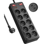 Multiprise avec interrupteur, 10 prises françaises avec terre 16a 2p + t, bloc prise multiple charge ... Multiprise avec interrupteur, 10 prises françaises avec terre 16a 2p + t, bloc prise multiple charge ...