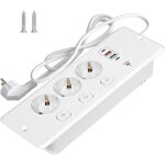 Multiprise avec interrupteur, 4 prises, 4 ports de charge(2 usb c + 2 usb a), prise multiple avec 2m ...