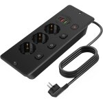 Multiprise avec interrupteur, 4 prises, 4 ports de charge(2 usb c + 2 usb a), prise multiple avec 2m ...