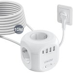 Multiprise avec interrupteur cube multiprise 4 prises, 3 usb et 1 type c, multiprise usb parafoudre et ...