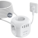 Multiprise avec interrupteur cube secteur 4 prises, 3 usb et 1 type c, multiprise usb parafoudre et 4 ...